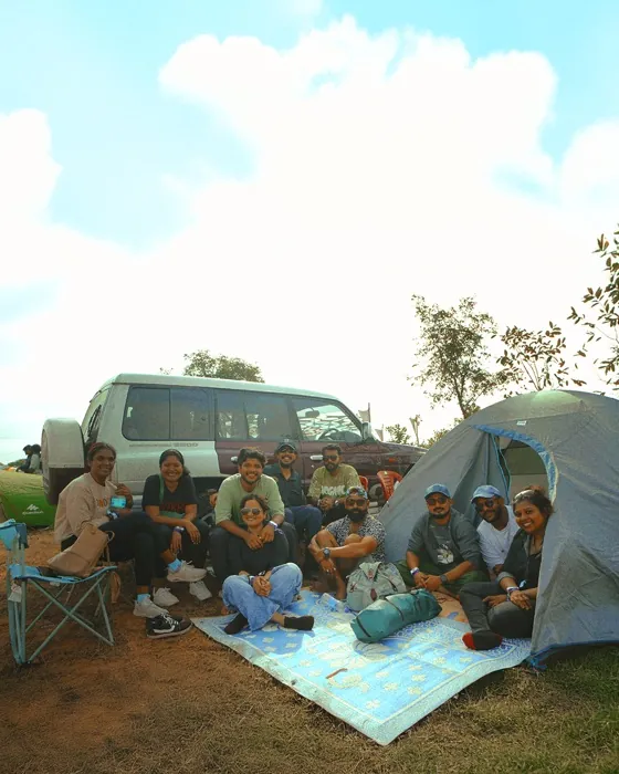 Tents pitched together at the campground
